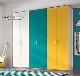 Armadio H.195 con 6 ante battenti  in LACCATO con struttura in Olmo bianco