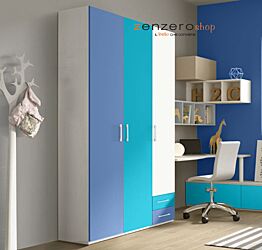 Armadio H.195 con 3 ante battenti e 2 cassetti in finitura LACCATO