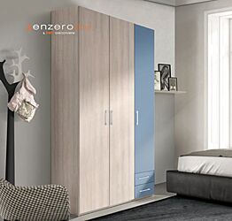 Armadio H.195 da cameretta con 3 ante battenti e 2 cassetti in finitura LACCATO