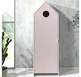 Armadietto per bambini, 58x172x37 h cm, color Bianco e Rosa Zenzero Shop