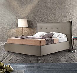 Letto matrimoniale in ecopelle tortora con contenitore