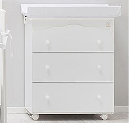 Bagnetto per neonati Bianco con ruote, 3 cassetti