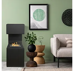 Camino a bioetanolo biocamino da terra, Nero, 40x40x100 h cm Zenzero Shop