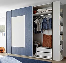 Armadio Square 2 ante scorrevoli bianco opaco e blu L.243 H.230