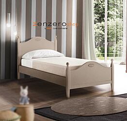 Letto singolo Diana con testata retrofinita in finitura Canapa