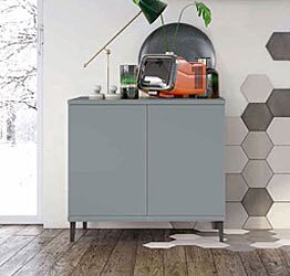 Madia moderna 2 ante con piedini in titanio, finitura Cadaques