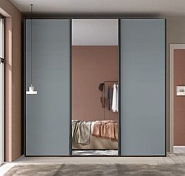 Armadio scorrevole moderno con specchio a 3 ante H.257 L.266, color Cadaques