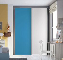 Armadio 2 ante scorrevoli H.225 L.178, finitura Cadaques e Bianco Opaco