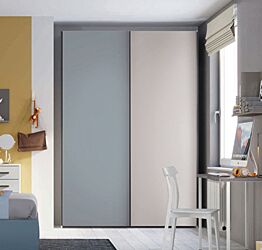 Armadio 2 ante scorrevoli H.257 L.178, finitura Cadaques e Grigio Dorian