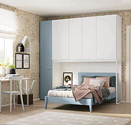 Armadio a ponte moderno H.257, Bianco Opaco e Cadaques