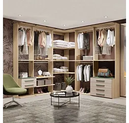 Cabina a giorno angolare per camere da letto, Rovere ambra e Salvia