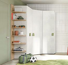 Armadio con cabina, finitura Cemento artico e Oliva