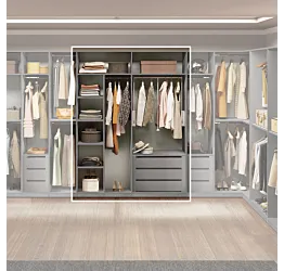 cabina grigia con cassettiere