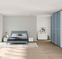 Camera matrimoniale Rovere bianco e Rovere gesso con armadio scorrevole