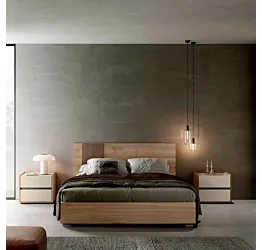 Camera matrimoniale con armadio scorrevole, Orzo, Noce biondo e Cannettato