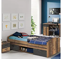 Cameretta da ragazzo moderna in finitura Rovere invecchiato e Ossido