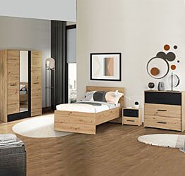 Cameretta industry con armadio 3 ante, finitura Rovere