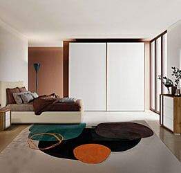 Camera matrimoniale Levante completa, finitura Bianco nobilitato opaco e Noce Biondo