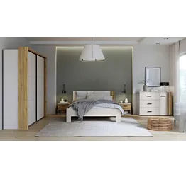 Camera da letto moderna in finitura Sabbia e Rovere