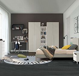 Mobili per ragazzi in sconto, cameretta Grigio Dorian e Bianco opaco completa