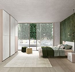 Camera matrimoniale scontata completa in Noce brina e Cemento artico