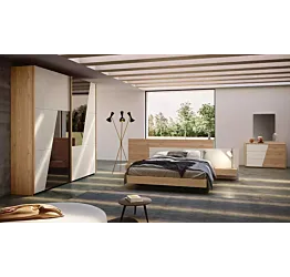 camera con letto in legno