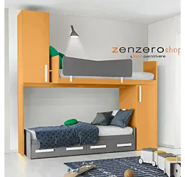 Cameretta Helga per ragazzi in finitura Miele e Grigio Titanio