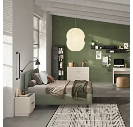 cameretta con letto una piazza e mezza verde