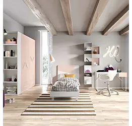 Cameretta completa bambina  in finitura Bianco frassino e Peonia Zenzero Shop