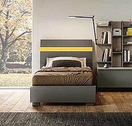 Letto singolo Grigio cenere e Giallo cedro