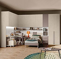 Cameretta a ponte angolare, finitura Argilla, Bronzo e Bianco altea