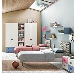 Cameretta per bambino e bambina con letti singoli Zenzero Shop