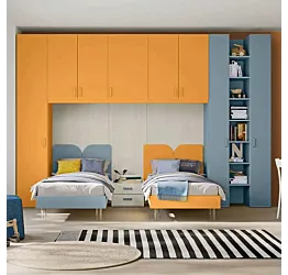 Camera a ponte per ragazzi, finitura Miele, Cadaques e Rovere gesso