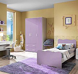 Cameretta completa lilla con lettino singolo 