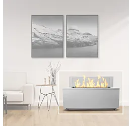 Camino a bioetanolo da terra, Bianco, 100x40x60 h cm Zenzero Shop