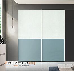 Armadio con 2 ante scorrevoli in finitura Cadaques e Rovere bianco