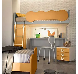 Letto castello offerta, prezzi bassi. Finitura Miele e Grigio dorian