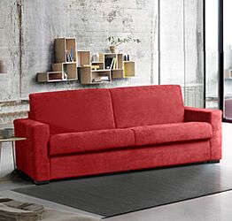 Divano letto modello Denali, sfoderabile a 3 posti finitura rossa