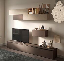 Parete attrezzata Argilla, Bronzo e Cadiz