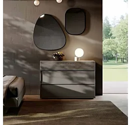 comò moderno grigio e rovere