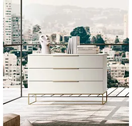 comò bianco e ottone