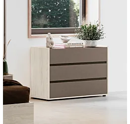 Comò 3 cassetti, Bianco altea e Bronzo, L.114 H.77