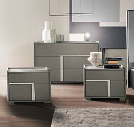 Set Garda con comò e comodini in finitura Grigio londra