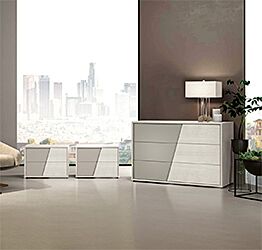 Comò e comodini moderni in finitura Bianco altea e Grigio seta