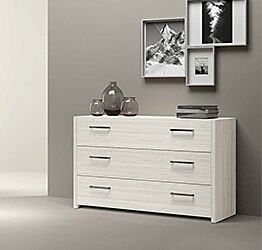 Comò Bianco altea con 3 cassetti, maniglie in metallo