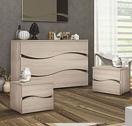 Set zona notte, Comò e Comodini, Olmo perla, Made in Italy