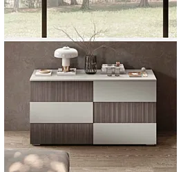 comò 6 cassetti grigio cannettato