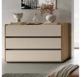 Comò 3 cassetti, Noce biondo e Orzo, L.114 H.77