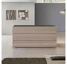 comò laccato verde e rovere