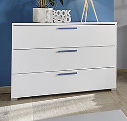 Comò 3 cassetti con maniglie in legno Blu